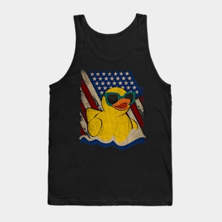 Vintage USA Flag Patriotic Rubber Duck Tank Top